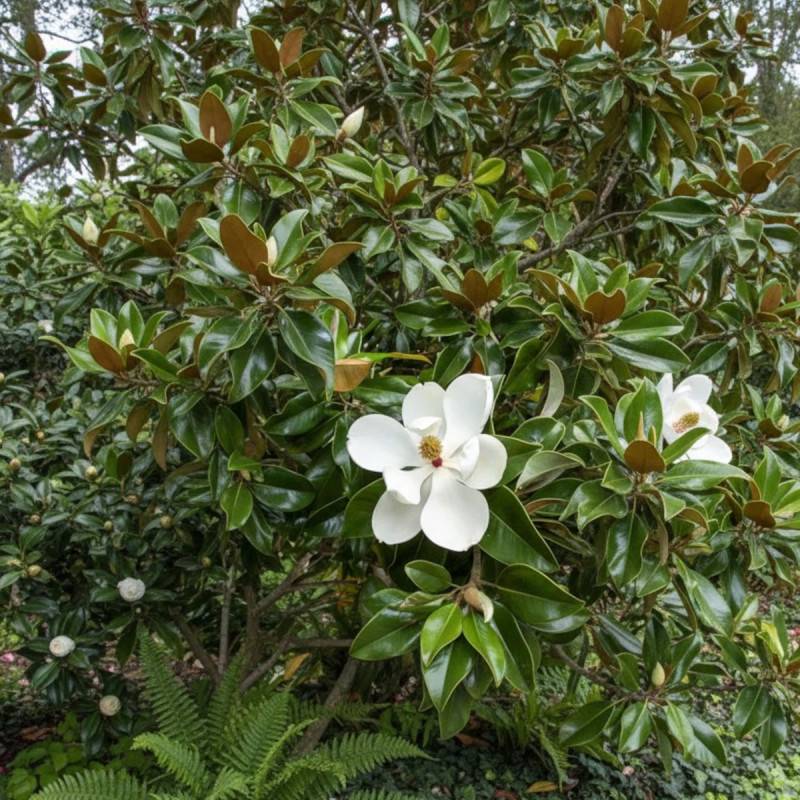 Magnolia à grandes fleurs Galissoniensis, Magnolia persistant à fleurs Blanche - feuillage Persistant - Pot de 7,5L - 80/100 cm-  hauteur à maturité D - Image 4