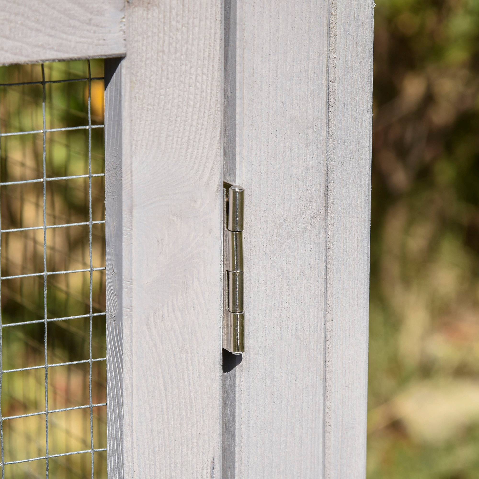 Clapier XXL lapin bois pin rongeurs extérieur 2 étages double enclos 210cm gris - ComfortXL Outdoor Living - Image 10