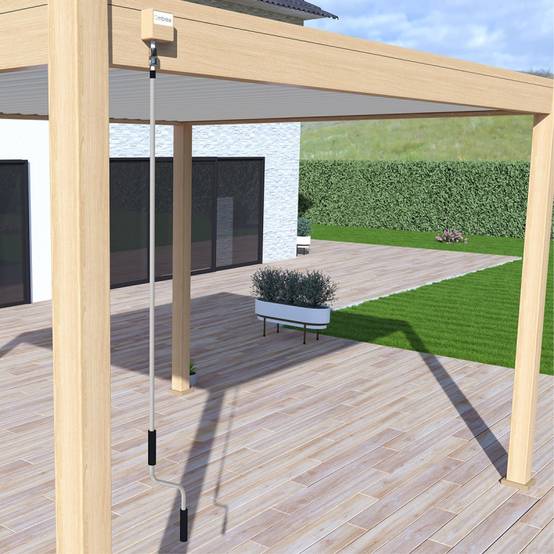 Ombrea - Pergola bioclimatique VS Ombréa autoportante 3x4M - Woodlook bois naturel + 1 store 4M blanc - Image 4