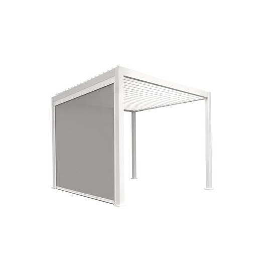 Ombrea - Pergola bioclimatique VS Ombréa autoportante 3x4M - Woodlook bois naturel + 1 store 4M blanc - Image 7