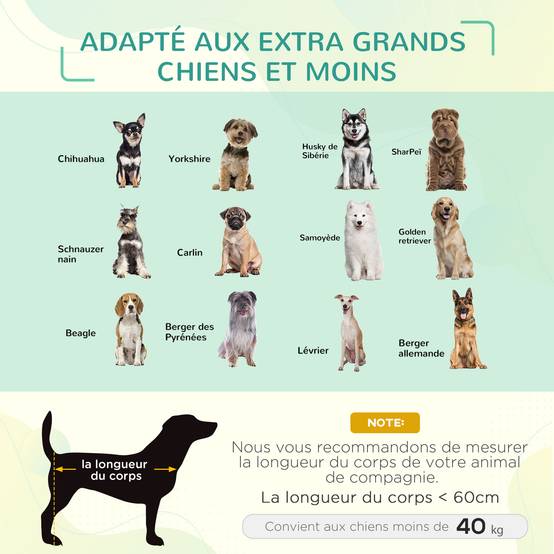 Lit chien chat XXL surélevé métal textilène respirant extérieur 130x90cm noir - ComfortXL Outdoor Living - Image 6