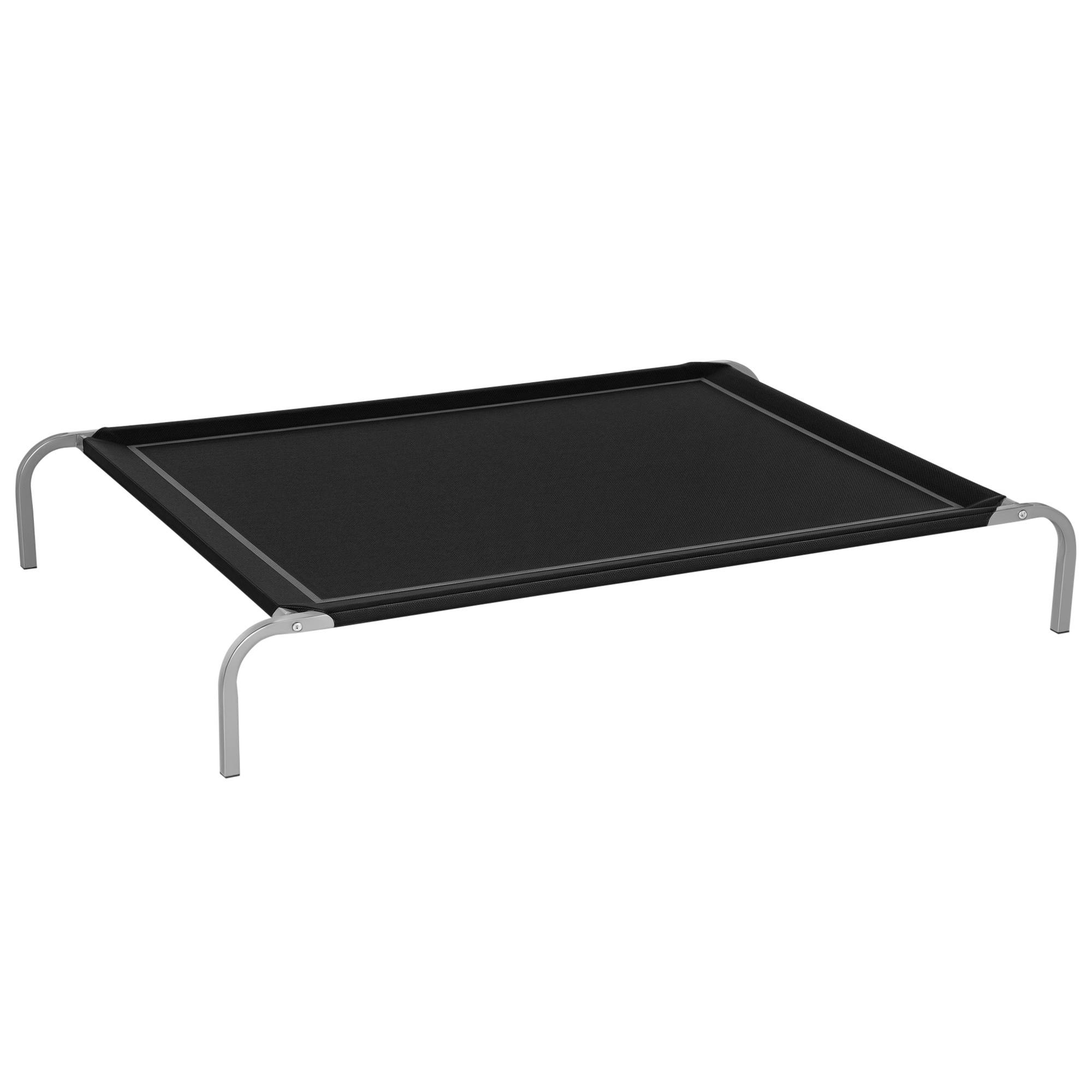 Lit chien chat XXL surélevé métal textilène respirant extérieur 130x90cm noir - ComfortXL Outdoor Living - Image 1