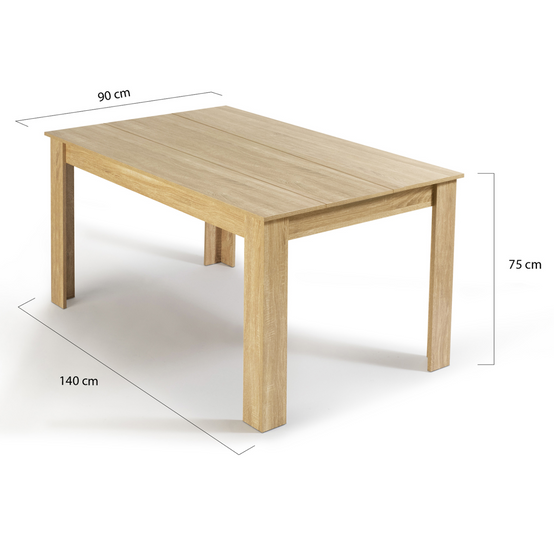 Table à manger rectangle GEORGIA 6 personnes imitation hêtre 140 x 80 cm - Image 6