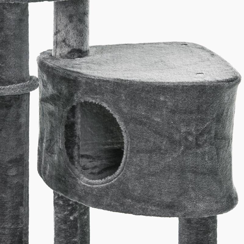 Arbre à Chat Hauteur Plafond 220-265 cm, Multi-Niveaux avec Hamac, Grotte, Balles et Poteaux en Sisal, Plateformes, Gris Foncé - Image 8