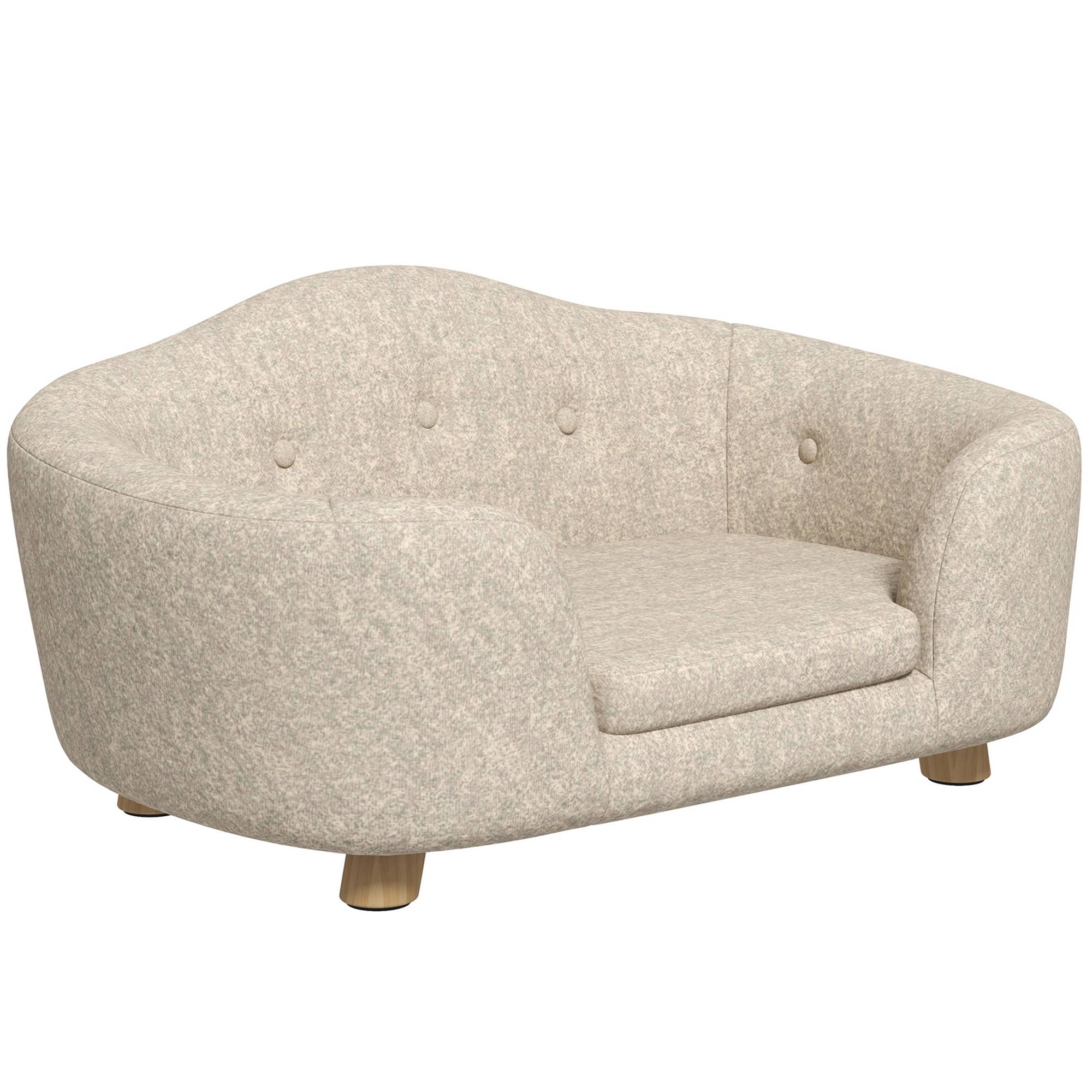 ComfortXL - Canapé pour chien en peluche et pin 70 x 47 x 30 cm crème pour petit chien couchage surélevé avec coussin - Image 10