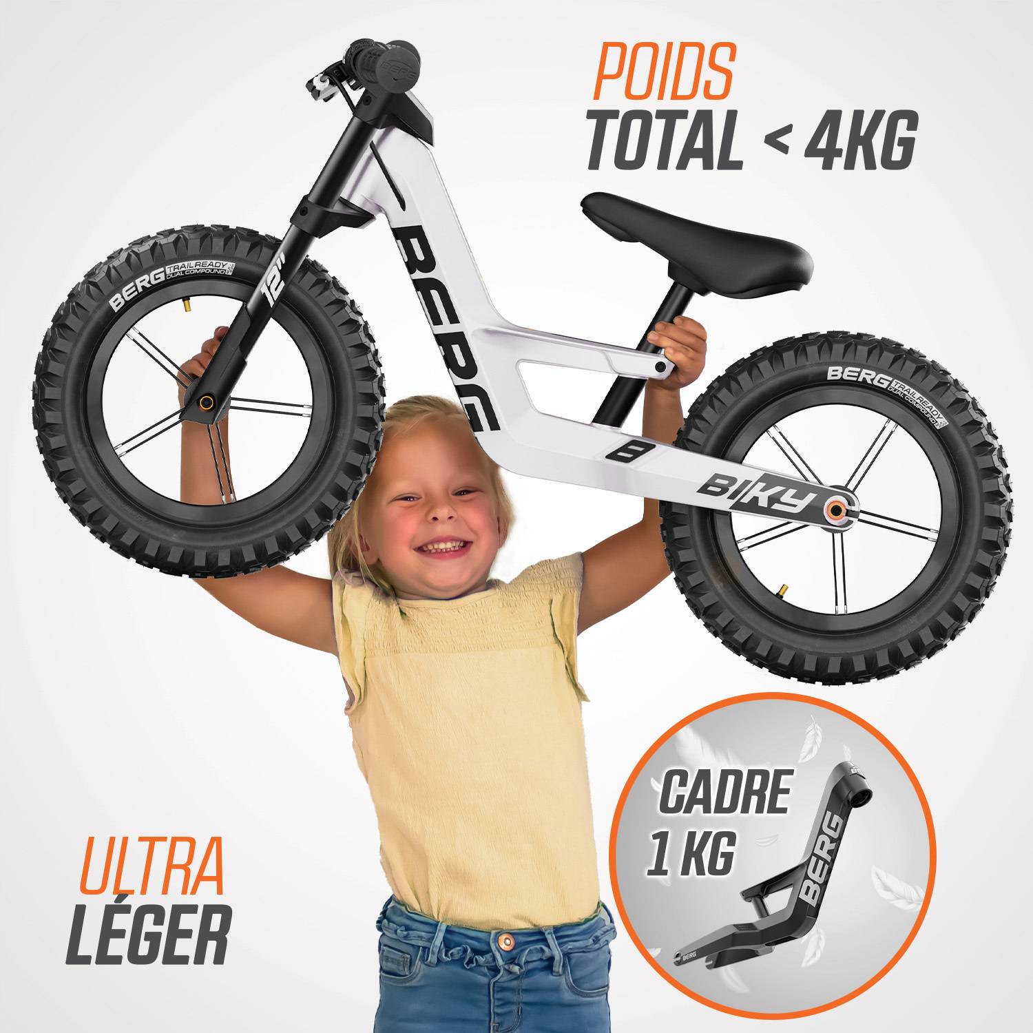 Berg - Vélo d'équilibre Biky Cross blanc avec frein à mains 2-5 ans, BERG - Imagen 2
