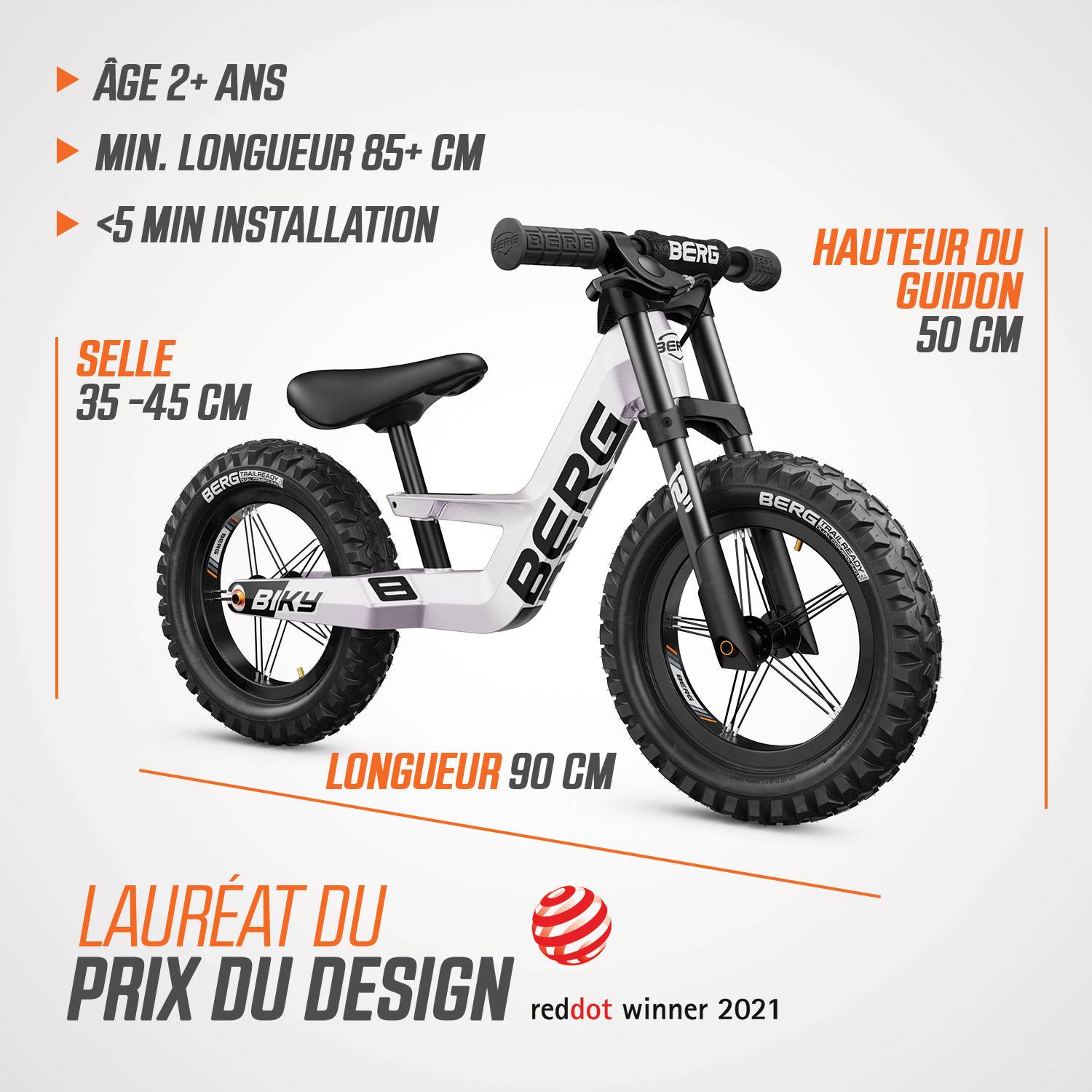 Berg - Vélo d'équilibre Biky Cross blanc avec frein à mains 2-5 ans, BERG - Imagen 5