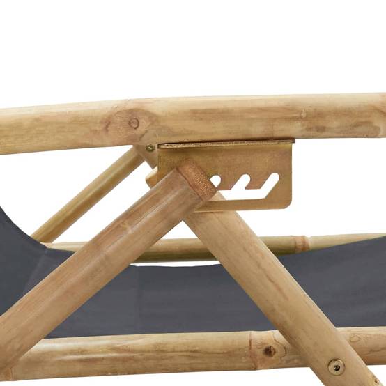 Chaise de jardin | Chaise de relaxation inclinable Gris foncé Bambou et tissu - Image 7