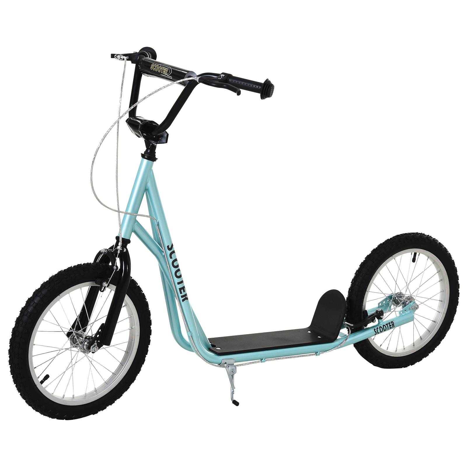 Trottinette Enfant dès 5 Ans avec Grands Pneus en Caoutchouc, Guidon Réglable, Frein et Béquille, Bleu - Image 1