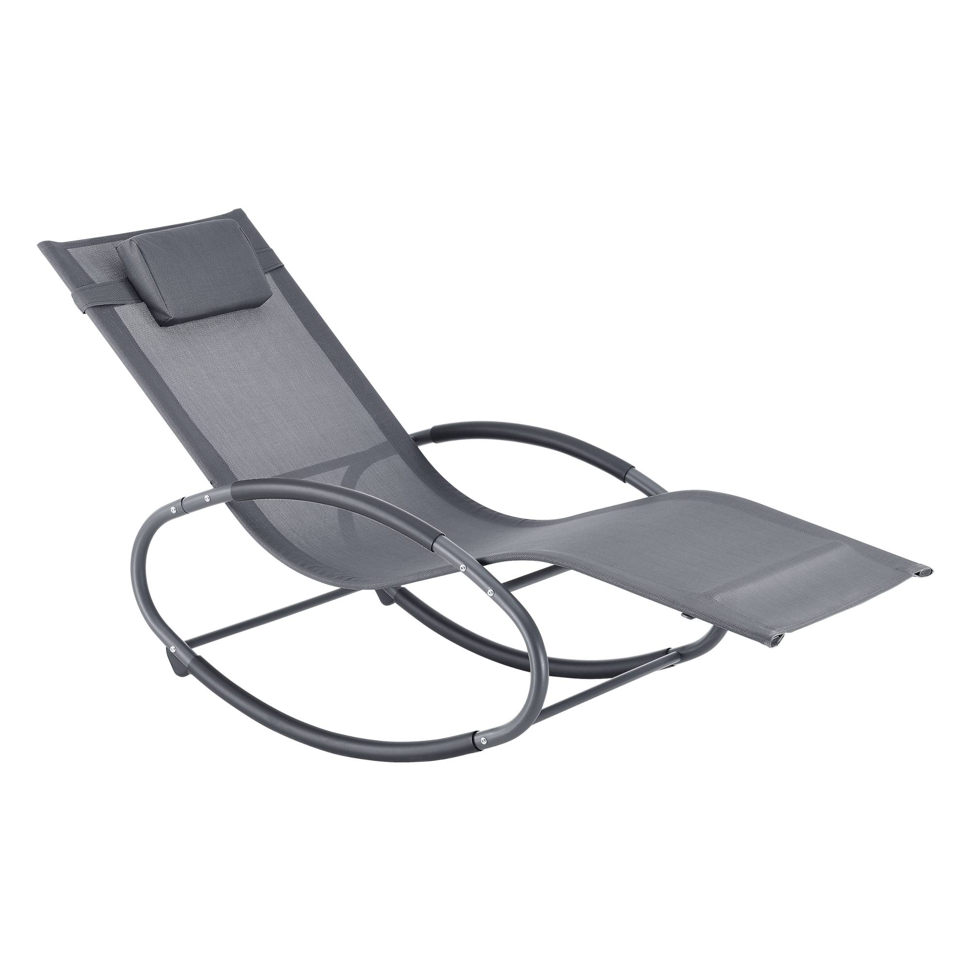 Sillón de Jardín Almaluez Desmontable Acero Textil 153 x 63 x 81 cm Gris Oscuro [en.casa] - Imagen 1