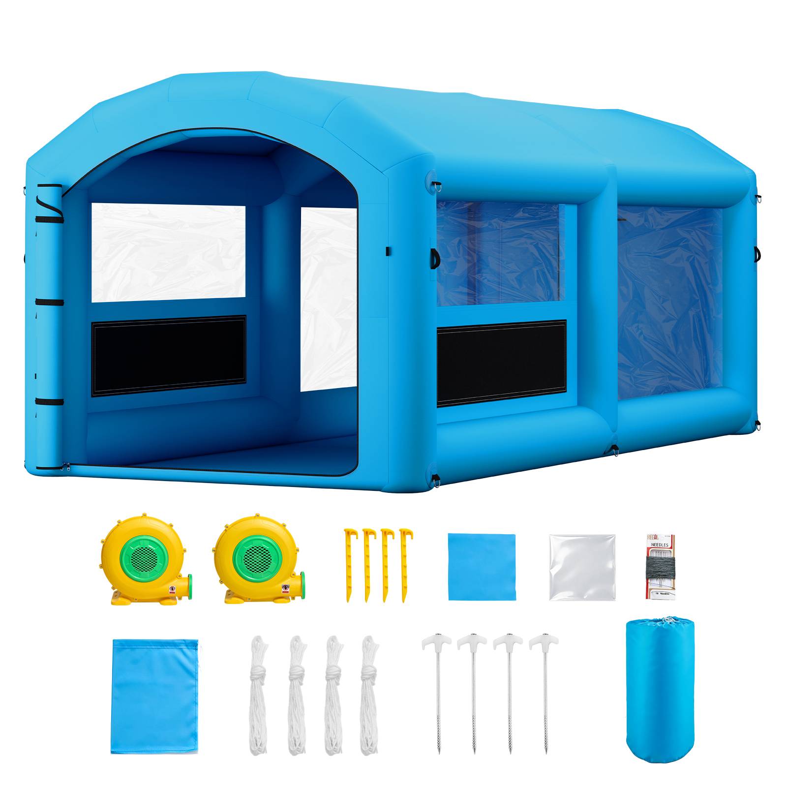 Vevor - VEVOR Cabine Peinture Gonflable 6x3x2,5m, Souffleurs 550W+750W, Toit Arque, VTT Motos Meubles, Bleu