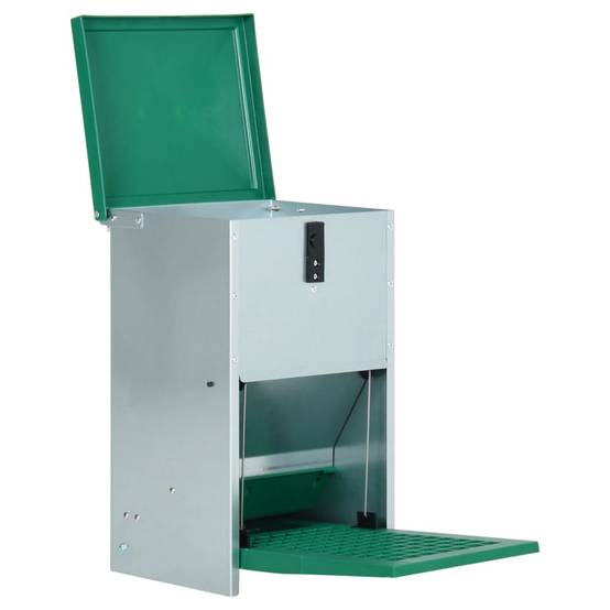 Mangeoire Automatique Volaille Acier Pédale Anti-Nuisible 8kg Vert - ComfortXL Outdoor Living - Image 6