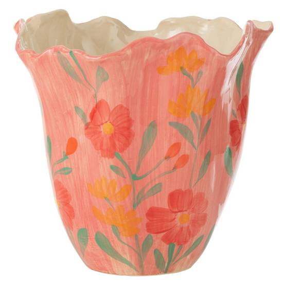Vase Déco Fleurs en Argile "Alegria" 32cm Rose - Image 1
