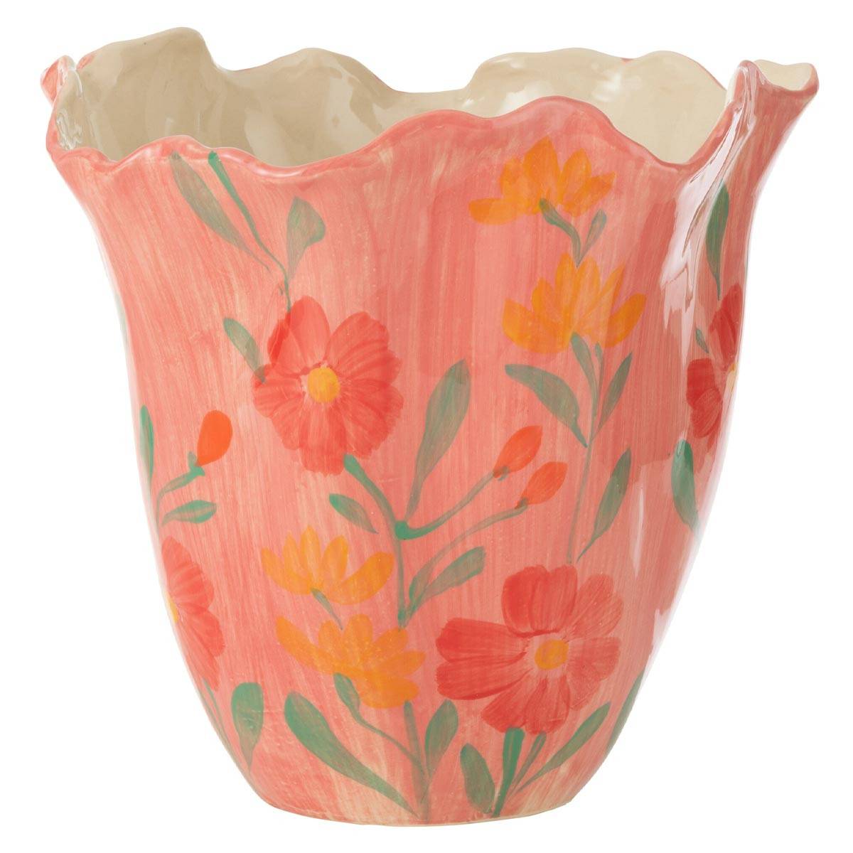 Vase Déco Fleurs en Argile "Alegria" 32cm Rose - Image 1