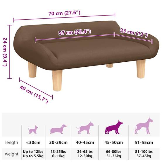 Canapé pour chien en tissu sur pieds design pour salon Marron 70 cm – ComfortXL Pet Living - Image 7