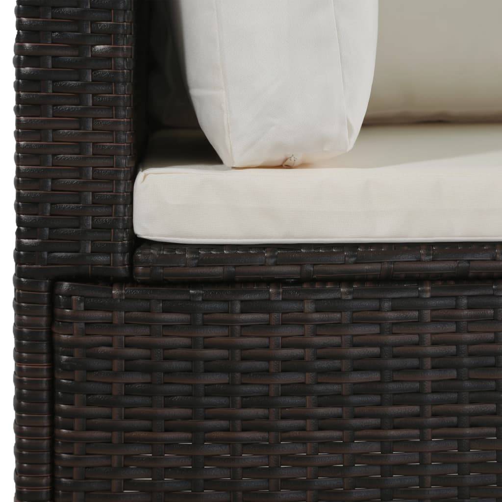 Helloshop26 - Salon de jardin meuble d'extérieur ensemble de mobilier 4 pièces avec coussins résine tressée marron - Imagen 4