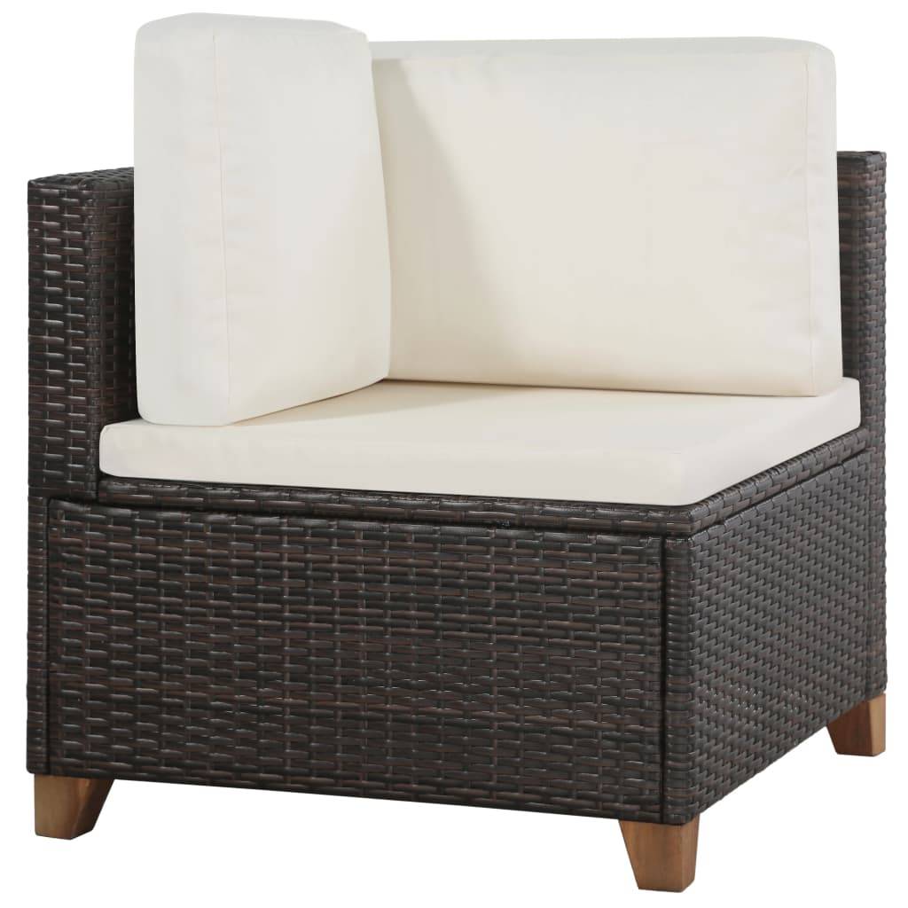 Helloshop26 - Salon de jardin meuble d'extérieur ensemble de mobilier 4 pièces avec coussins résine tressée marron - Imagen 3