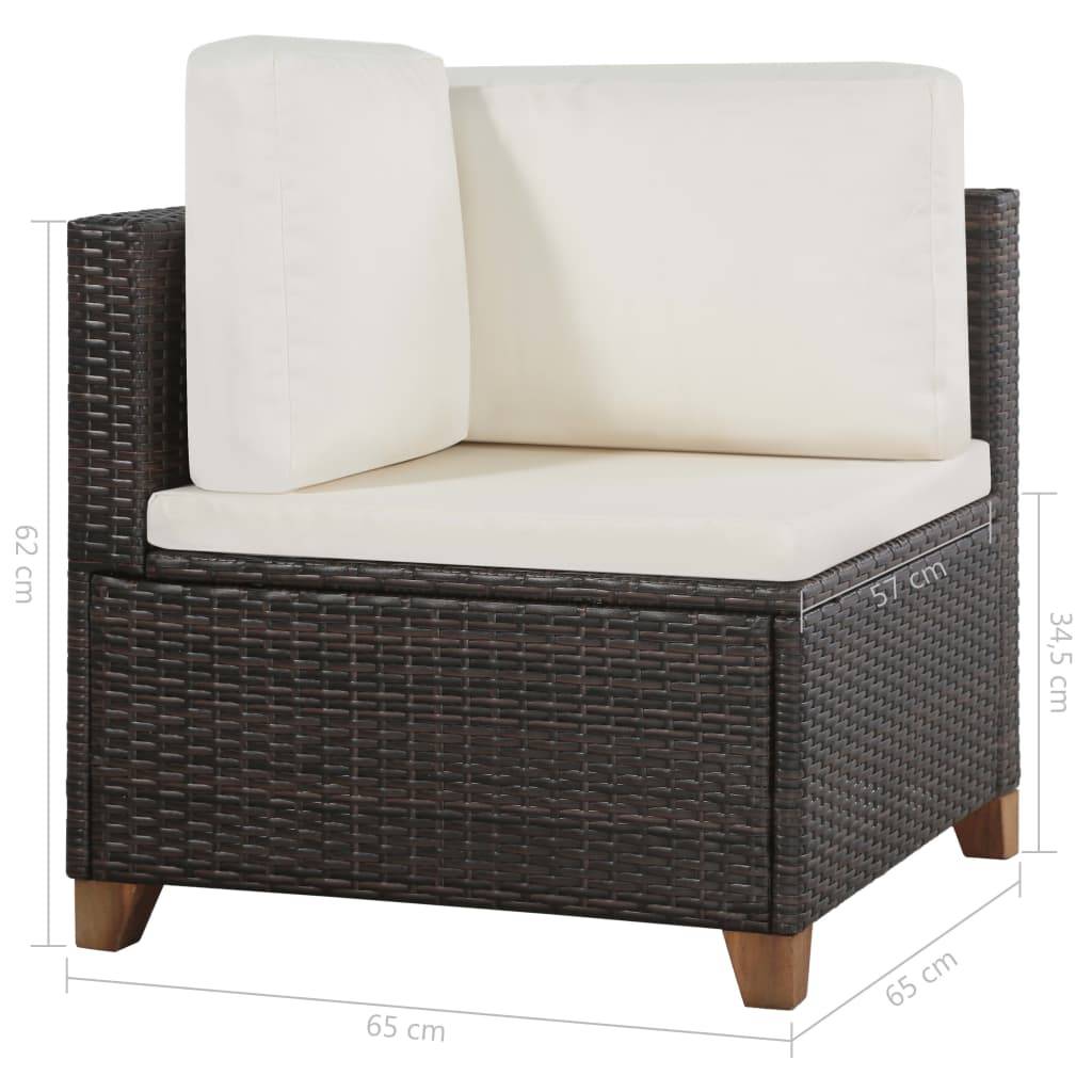 Helloshop26 - Salon de jardin meuble d'extérieur ensemble de mobilier 4 pièces avec coussins résine tressée marron - Imagen 9