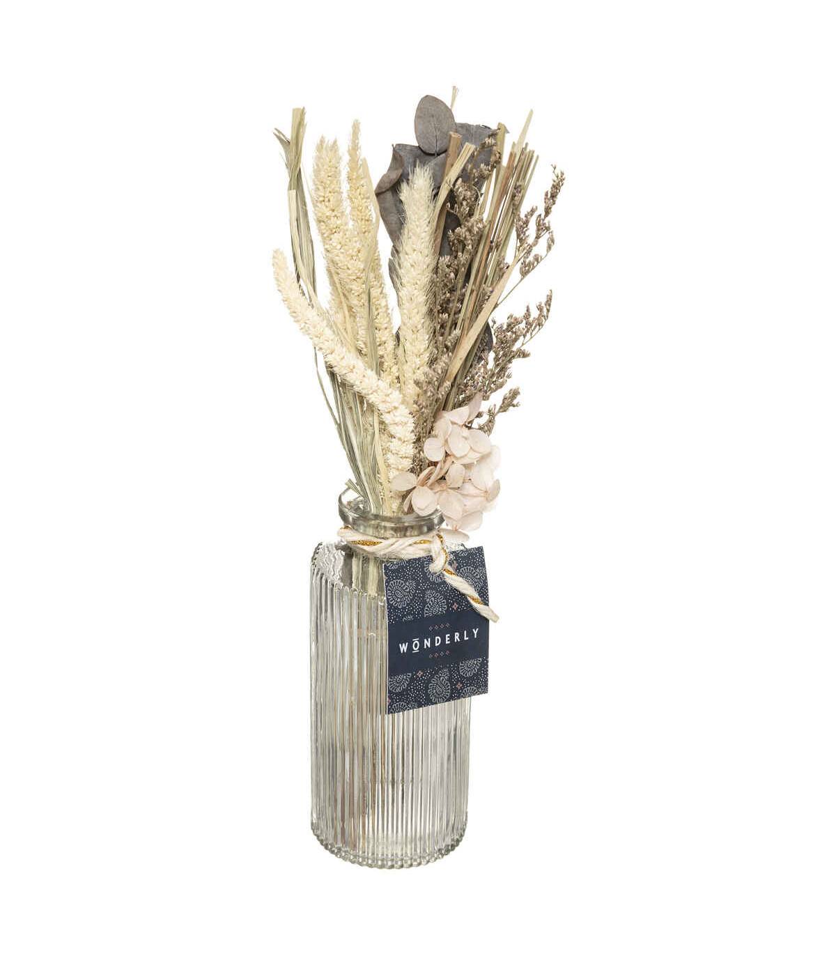 Atmosphera - Composition de Fleurs Séchées Vase en Verre H 28 cm - Imagen 1