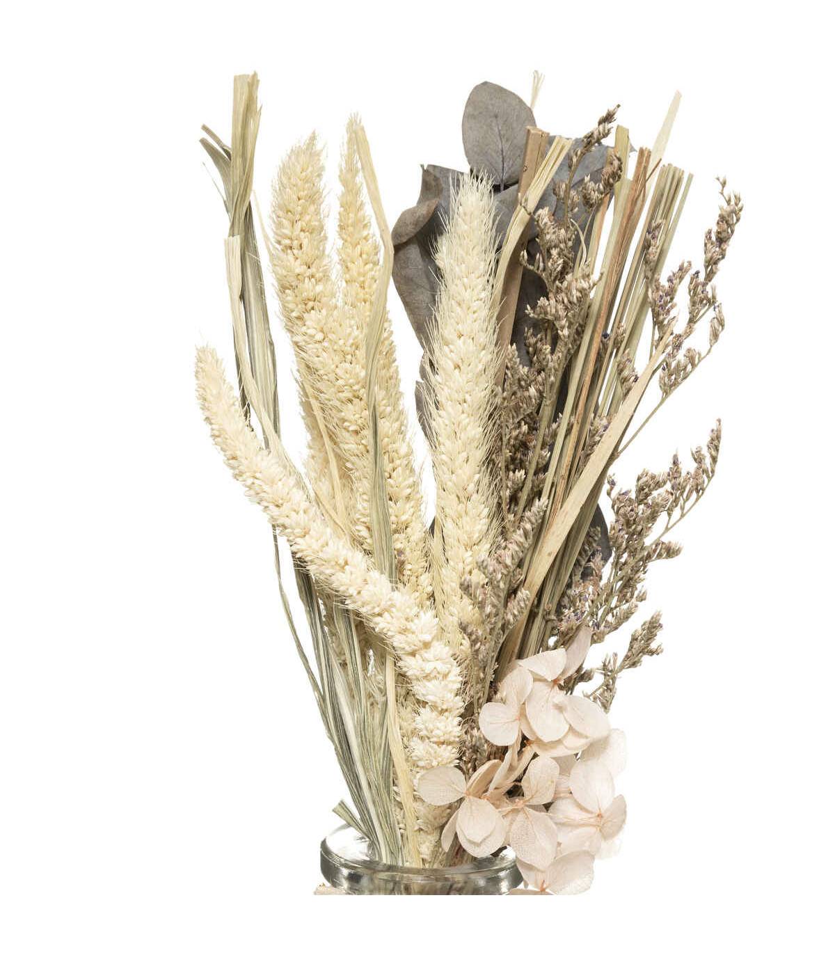 Atmosphera - Composition de Fleurs Séchées Vase en Verre H 28 cm - Imagen 2