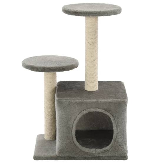 Arbre à chat bois et sisal gris 40 x 30 x 60 cm - PANGIVO - Image 3