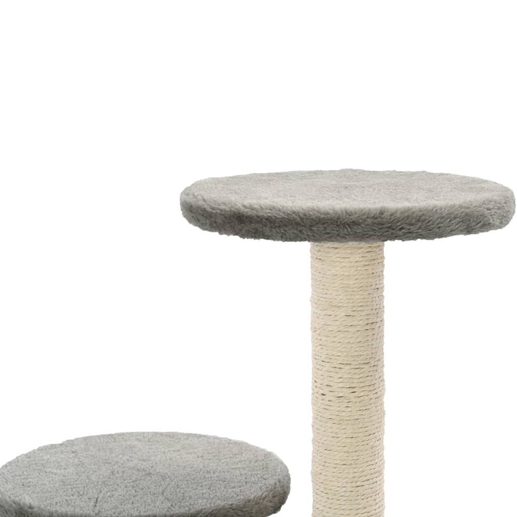 Arbre à chat bois et sisal gris 40 x 30 x 60 cm - PANGIVO - Image 6