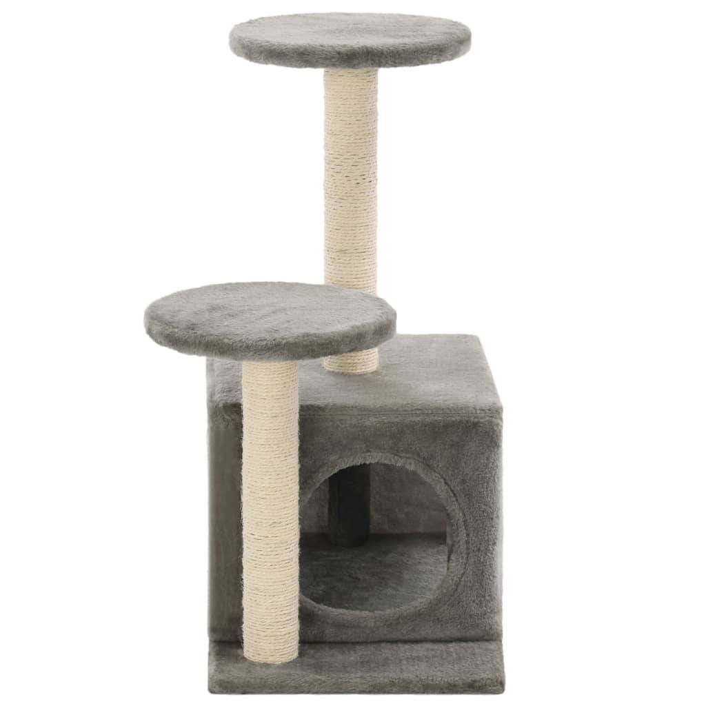 Arbre à chat bois et sisal gris 40 x 30 x 60 cm - PANGIVO - Image 5