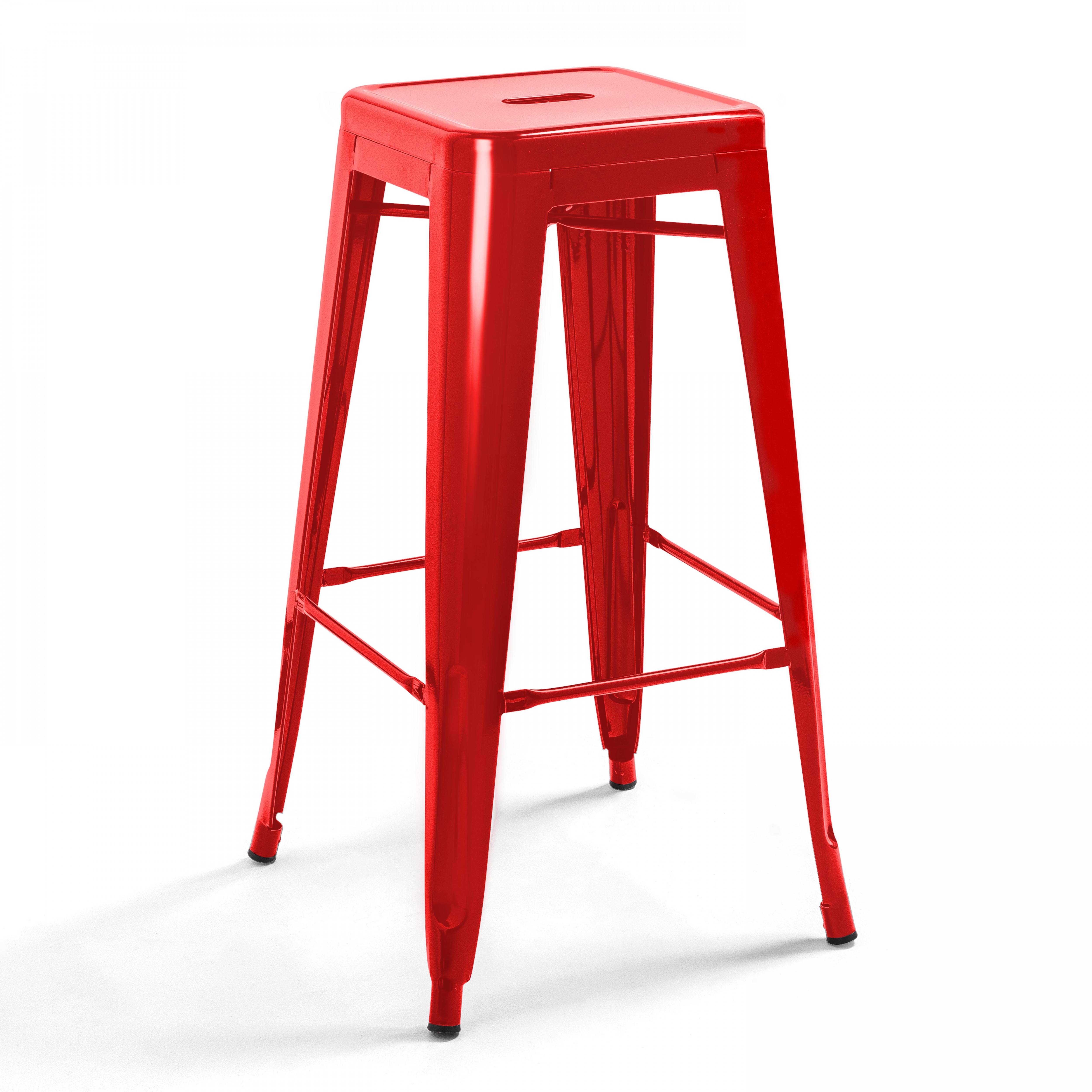 Oviala - Tabouret de bar en métal brillant rouge Indus - Oviala - Imagen 1