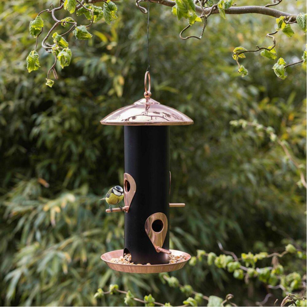 Esschert Design - Mangeoire à oiseaux Plaqué cuivre et noir - graines - Imagen 2