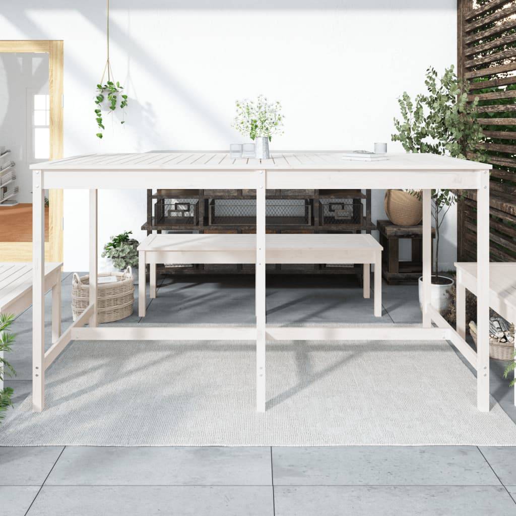Table de jardin bois massif pin blanc 203,5 x 90 x 110 cm - PANGIVO - Image 3