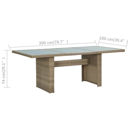 Table à manger Marron Verre et résine tressée 200 x 100 x 74 cm - PANGIVO - Image 6