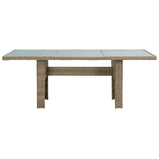 Table à manger Marron Verre et résine tressée 200 x 100 x 74 cm - PANGIVO - Image 2