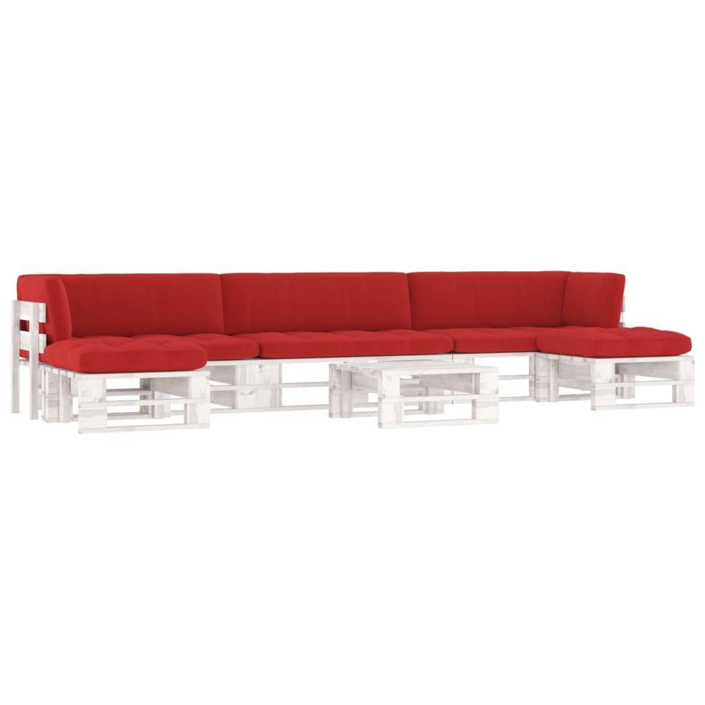 Vidaxl - Salon de jardin palette 6 pcs et coussins Pin imprégné de blanc vidaXL 3066931 - Image 1