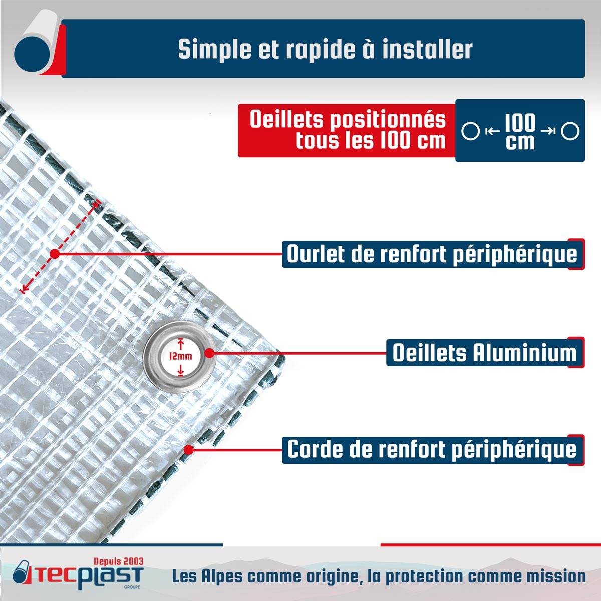 Bâche Jardin 3x4 m TR170JD - Bâche Armée Transparente - Haute Qualité - Imperméable - Résistance Anti-UV TECPLAST - Image 5