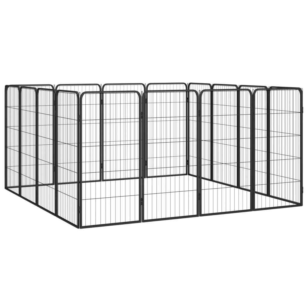 Vidaxl - Parc pour chien 16panneaux Noir 50x100cm Acier enduit de poudre vidaXL 3115960 - Imagen 8
