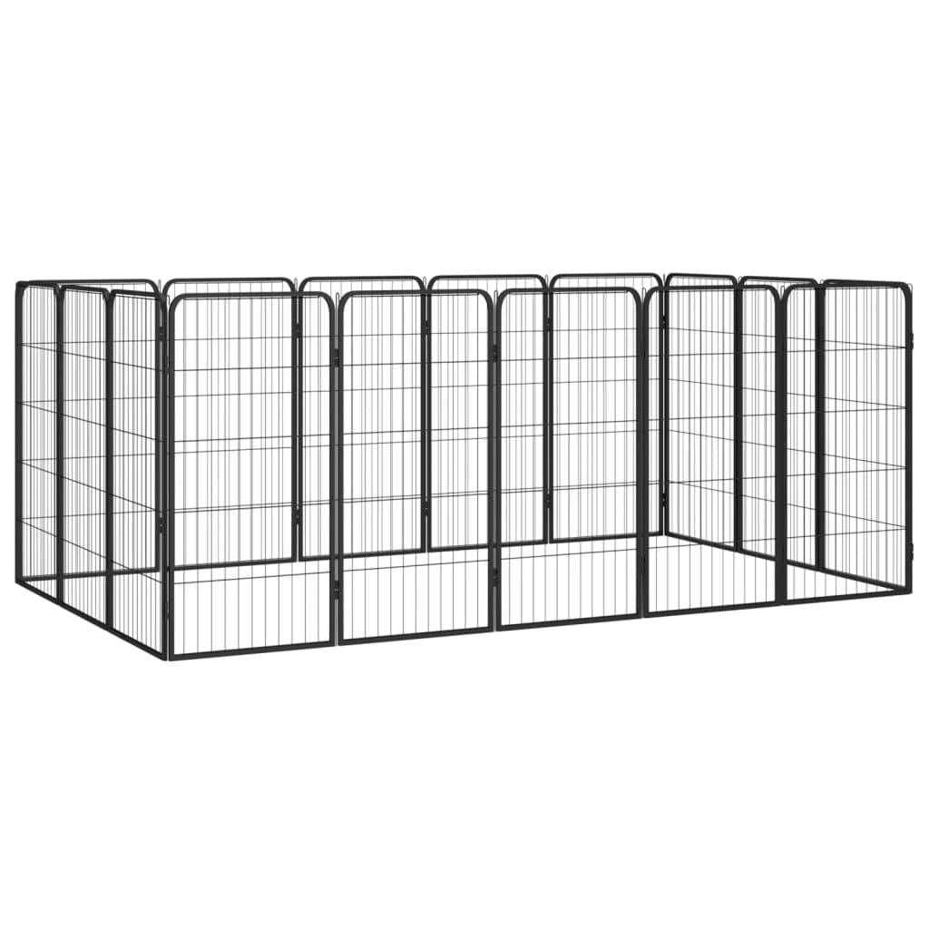 Vidaxl - Parc pour chien 16panneaux Noir 50x100cm Acier enduit de poudre vidaXL 3115960 - Imagen 1