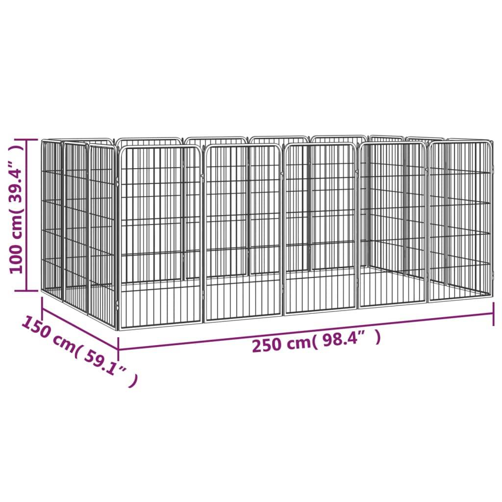 Vidaxl - Parc pour chien 16panneaux Noir 50x100cm Acier enduit de poudre vidaXL 3115960 - Imagen 3