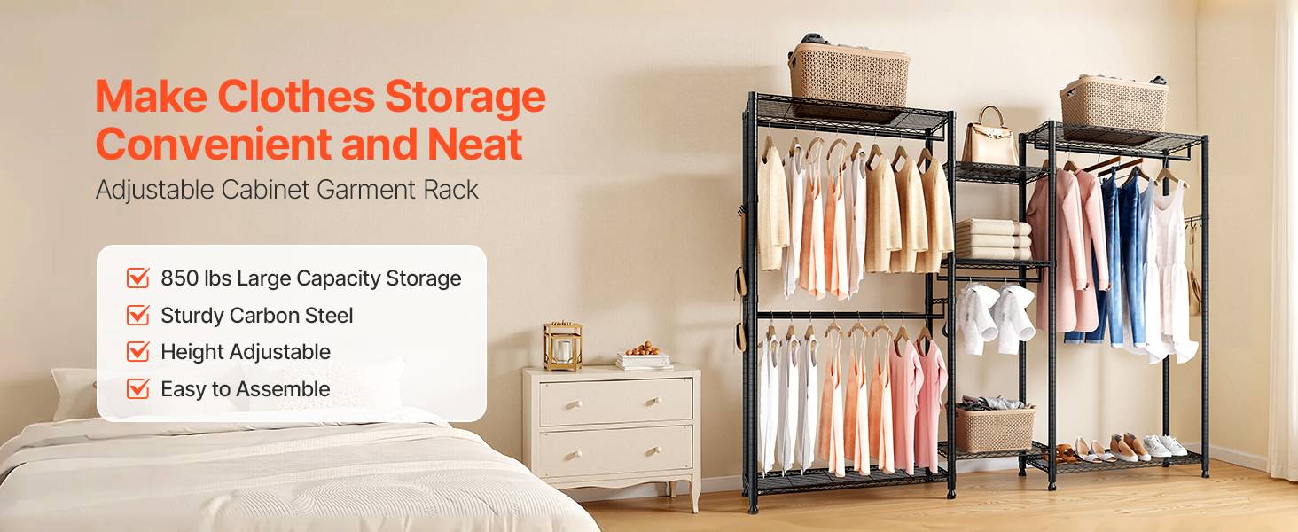 VEVOR Portant à Vêtements Penderie Réglable avec 4 Tringles pour Chambre Magasin - Image 9