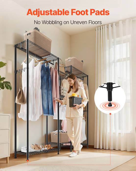 VEVOR Portant à Vêtements Penderie Réglable avec 4 Tringles pour Chambre Magasin - Image 6