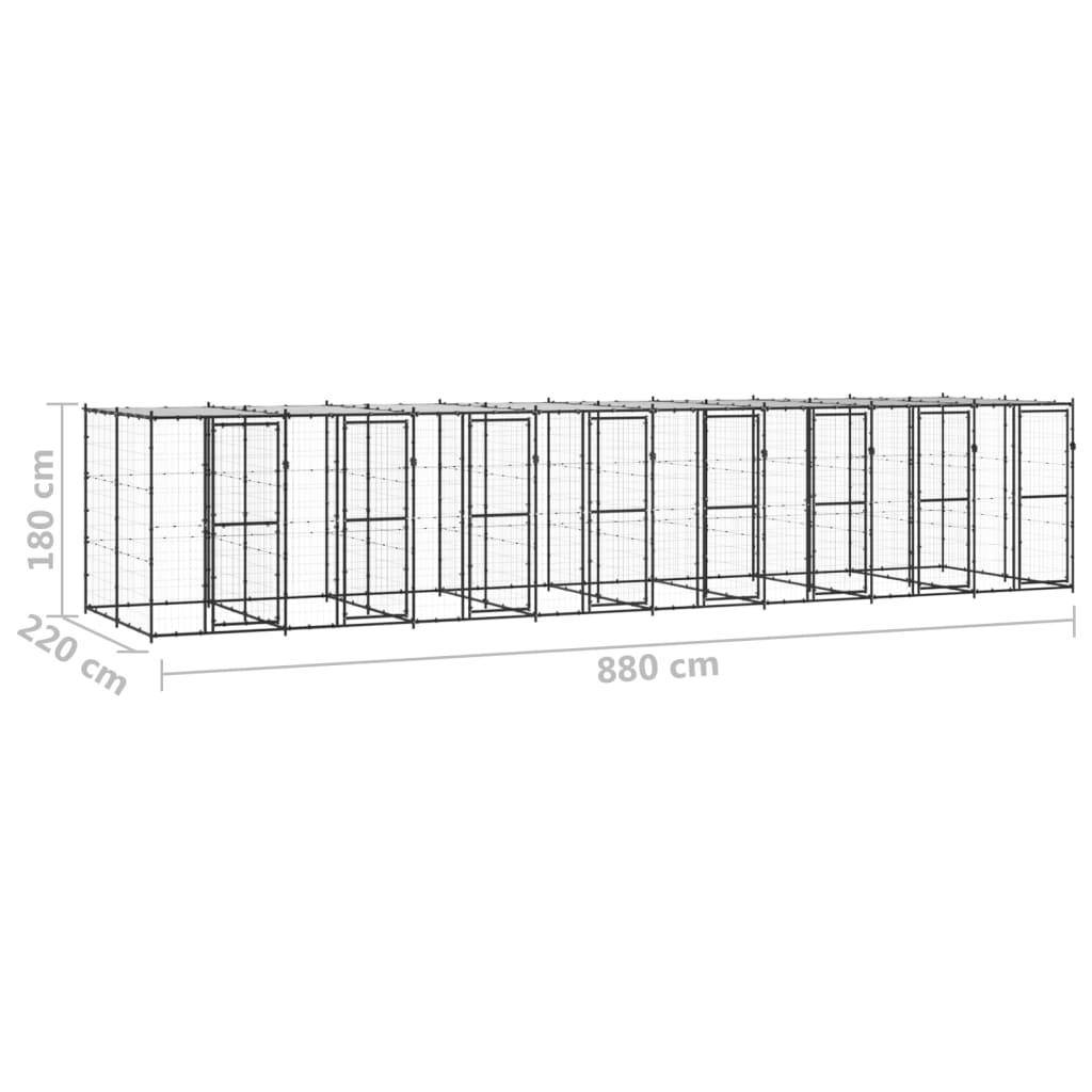 Helloshop26 - Chenil extérieur cage enclos parc animaux chien extérieur acier avec toit 19,36 m² - Imagen 2