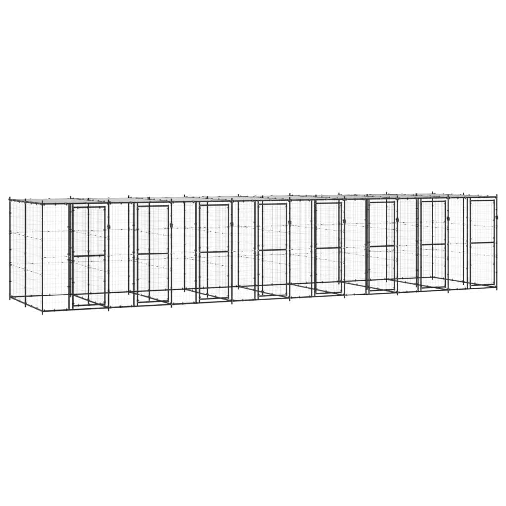 Helloshop26 - Chenil extérieur cage enclos parc animaux chien extérieur acier avec toit 19,36 m² - Imagen 1
