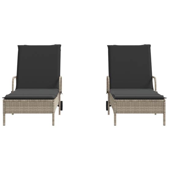 Lot 2 Lits Jardin Rotin Synthétique Gris Clair Matelas Foncés Piscine à Roues – ComfortXL Outdoor Living - Image 4