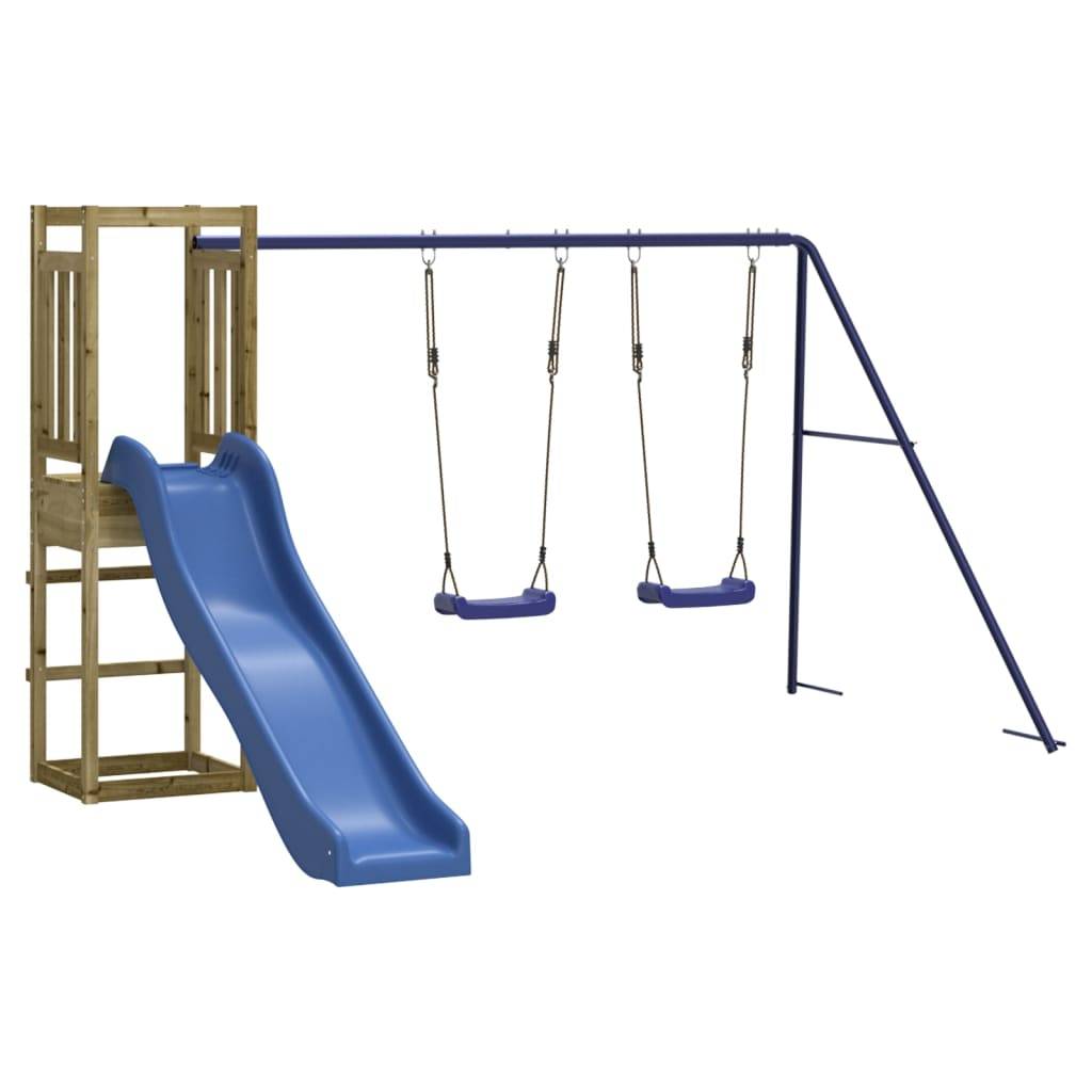 Helloshop26 - Aire de jeux d'extérieur balançoires toboggan portiques robuste jeux jardin 308 x 321 x 169 cm bois de pin imprégné - Imagen 1