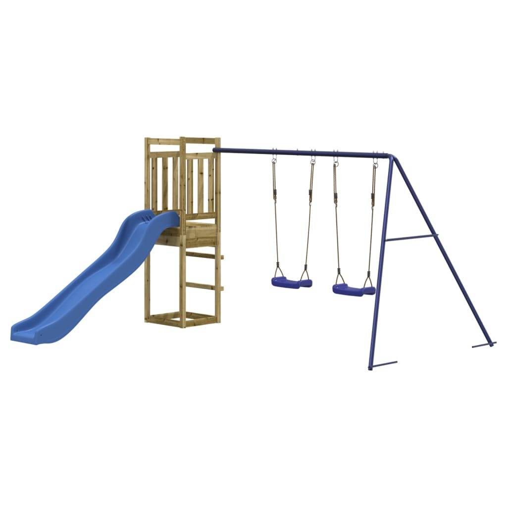 Helloshop26 - Aire de jeux d'extérieur balançoires toboggan portiques robuste jeux jardin 308 x 321 x 169 cm bois de pin imprégné - Imagen 2