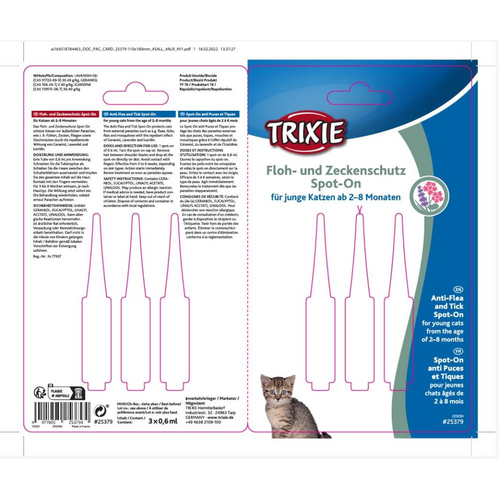 Trixie - Protection anti-tiques et puces, Spot-On, pour chatons de 2 à 8 mois - Imagen 3