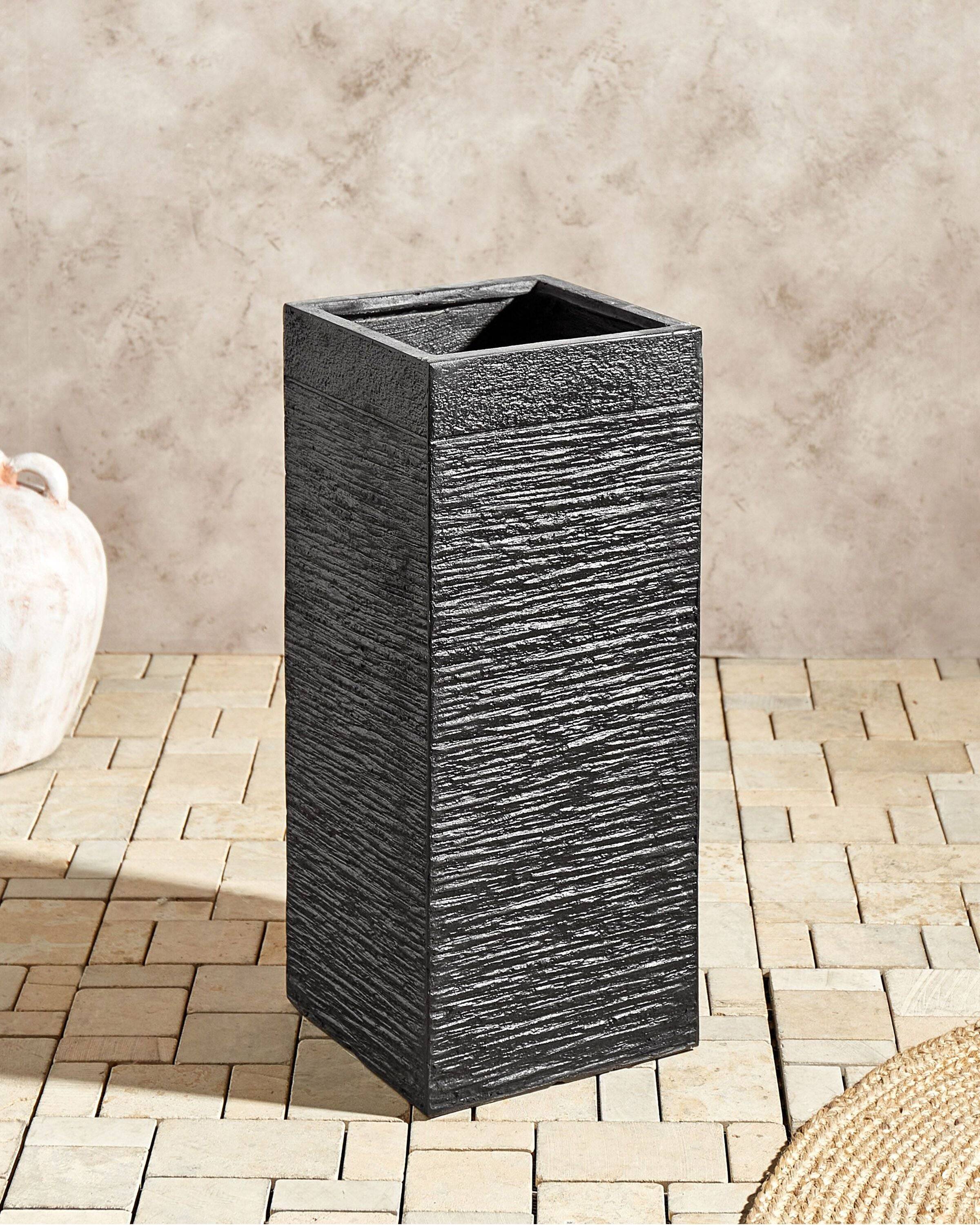 Beliani - Cache-pot d'extérieur Fibre d'argile Noir DION - 26x26x60- Beliani - Image 1