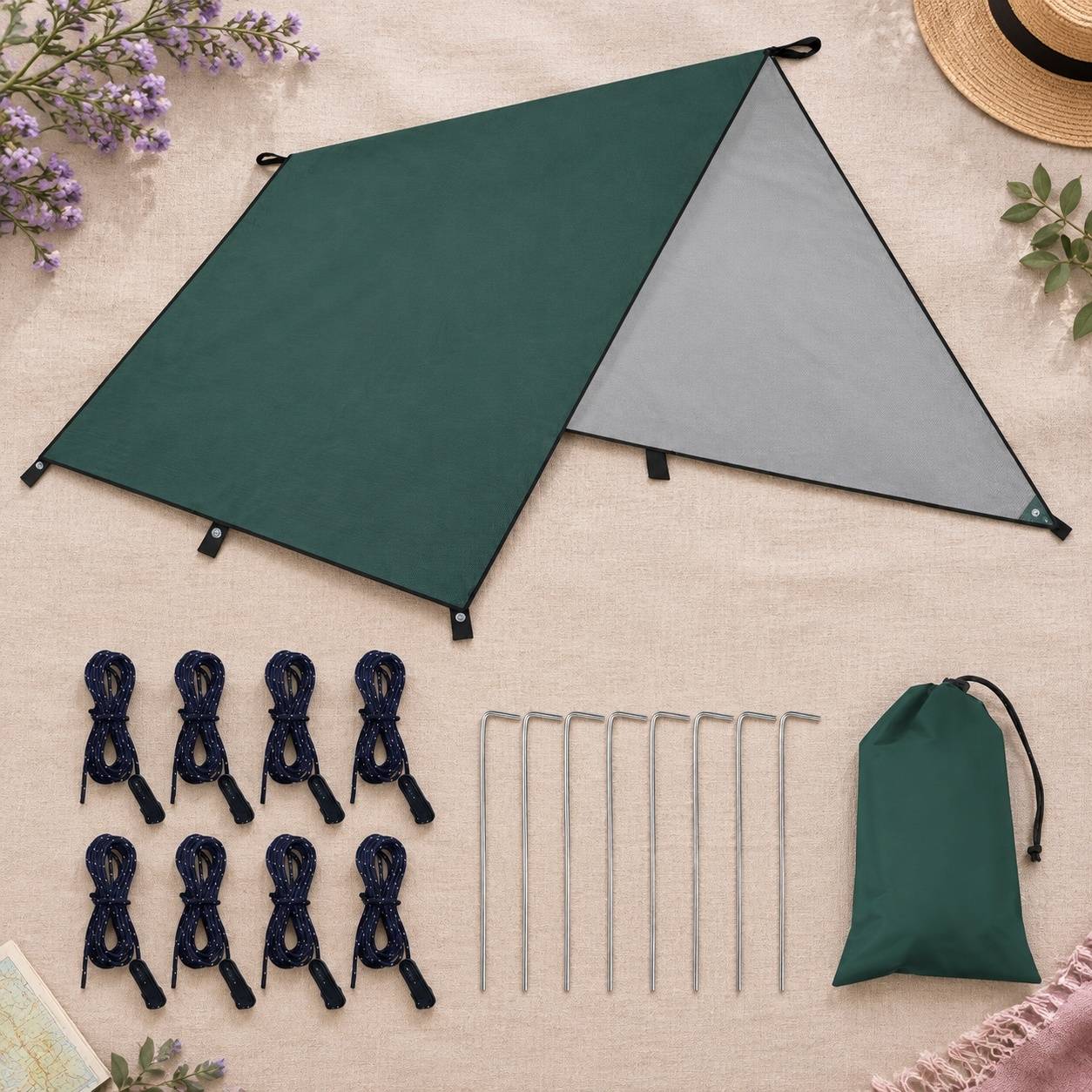Tente Abri Toile Camping Pliable Imperméable Anti-UV Randonnée - Image 8