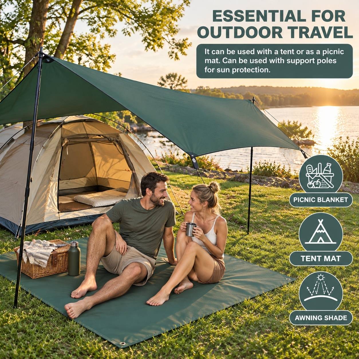 Tente Abri Toile Camping Pliable Imperméable Anti-UV Randonnée - Image 7