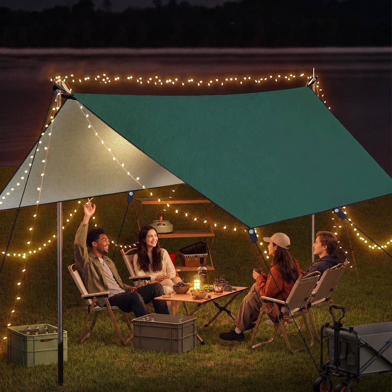 Tente Abri Toile Camping Pliable Imperméable Anti-UV Randonnée - Image 6
