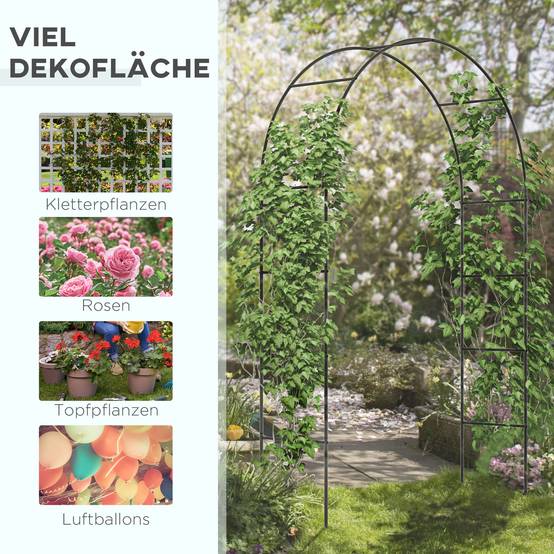 Arche de jardin en métal, noir, 140 x 40 x 240 cm - PANGIVO - Image 4